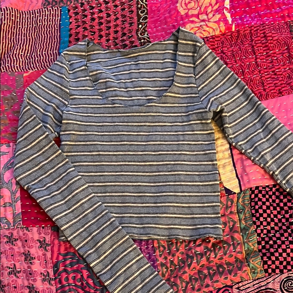 Brandy Melville Striped Long Sleeve Crop Top